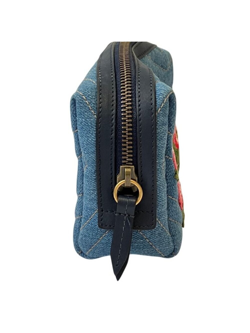 Gucci GG Marmont Denim Makeup Pouch Blue Pre Owned - Picture 3 of 13